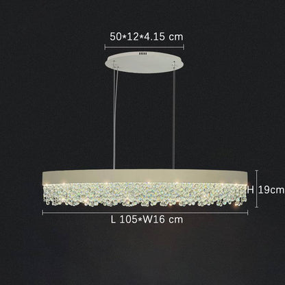 Modern Gypsophila chandelier with metal and crystal design, LED warm and cool light options, suitable for living room, bedroom, and dining room