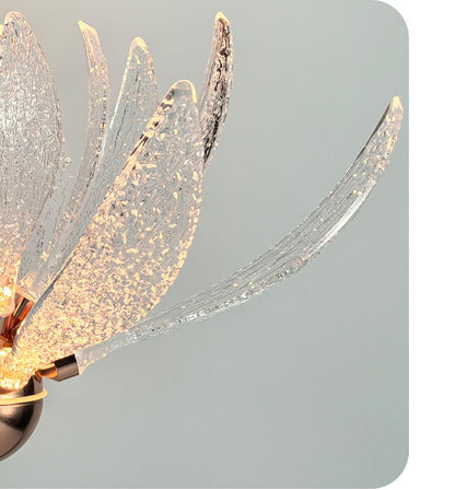 Modern Petal Chandelier with metal and glass petals and LED lighting
