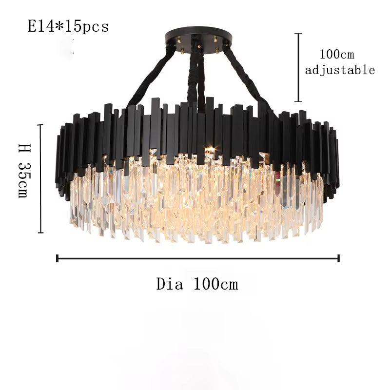 Modern black crystal chandelier