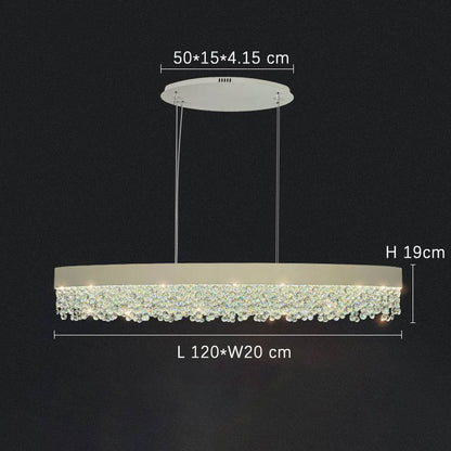 Modern Gypsophila chandelier with metal and crystal design, LED bulbs, warm and cool light options, suitable for living room, bedroom, dining room