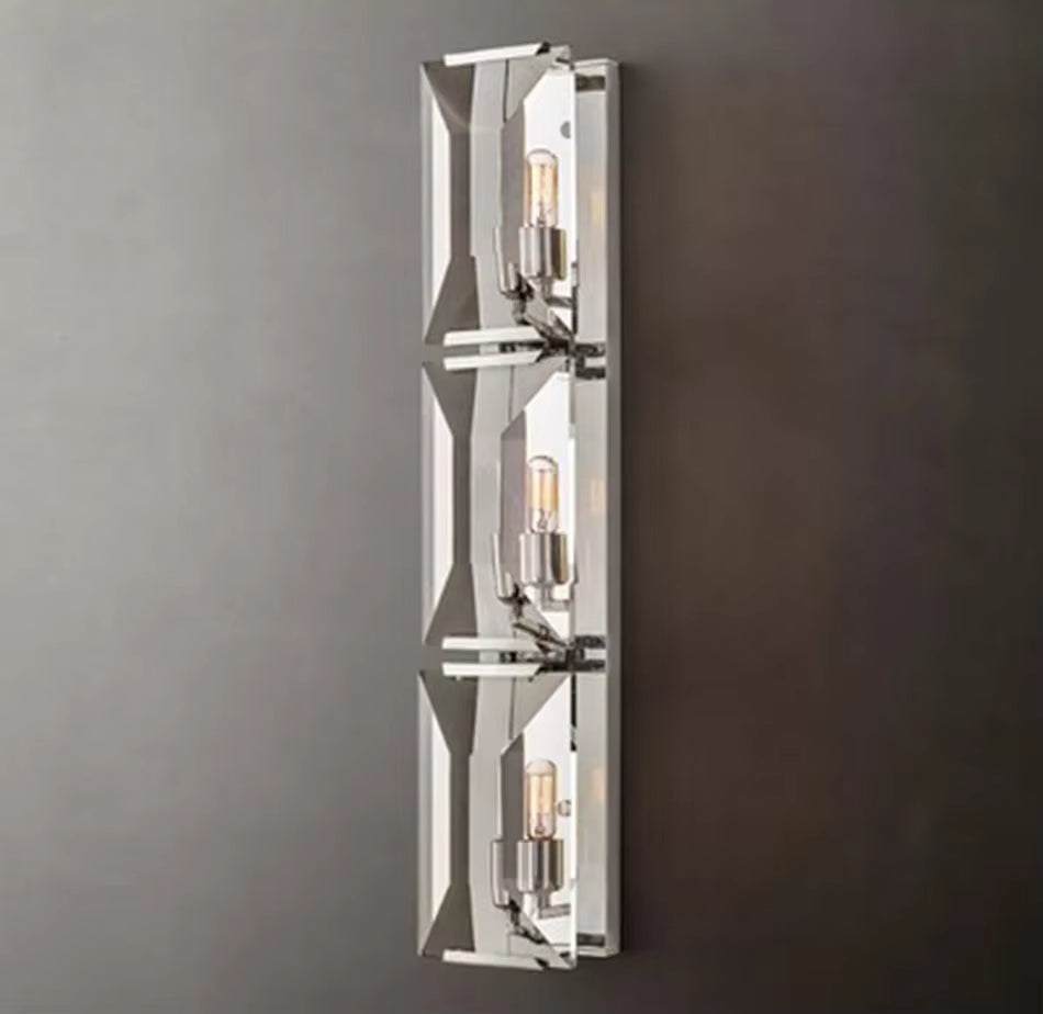 Crystal wall sconce with E14 LED lights and metal, crystal design.