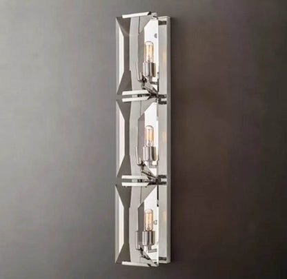 Crystal wall sconce with E14 LED lights and metal, crystal design.