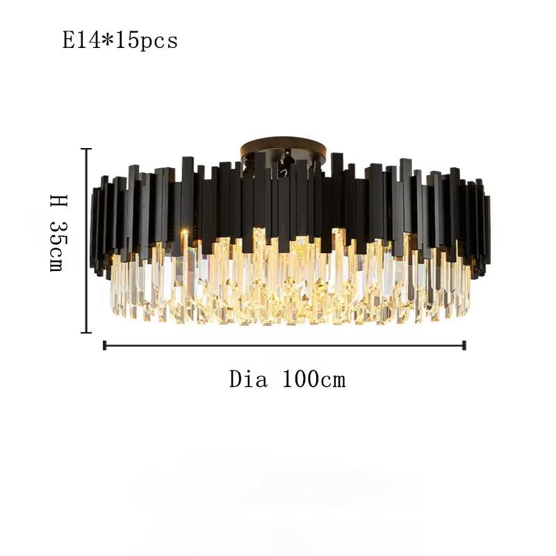 Modern black crystal chandelier