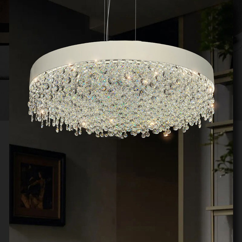 Modern Gypsophila chandelier with metal and crystal design hanging in room