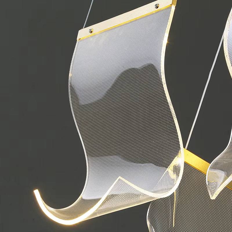 Modern Light Guide LED pendant light with aluminum and acrylic curved design