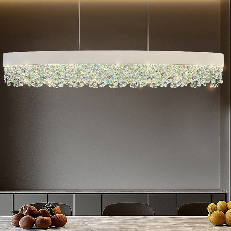 Modern Gypsophila chandelier with metal and crystal design, LED warm and cool light, suitable for living and dining rooms