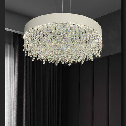 Modern Gypsophila chandelier with metal and crystal design, LED bulbs, warm and cool light, perfect for living room and bedroom
