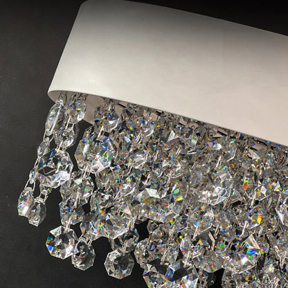 Modern Gypsophila chandelier with metal frame and sparkling crystal details, LED warm and cool light options