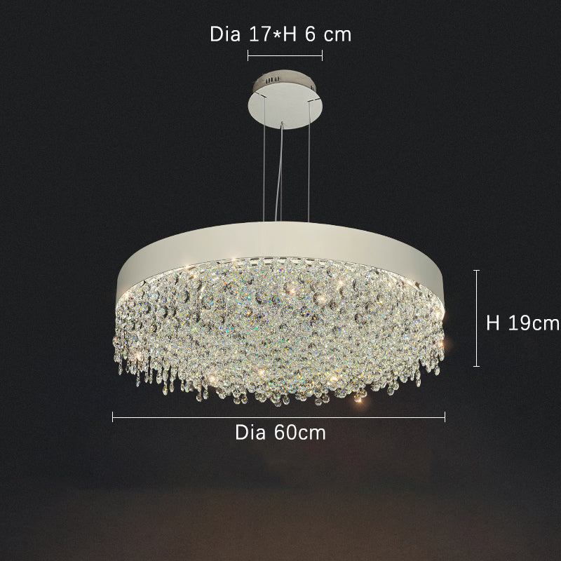 Modern Gypsophila chandelier with metal and crystal design, LED warm and cool light, 60cm diameter, suitable for living room and bedroom