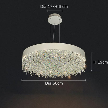Modern Gypsophila chandelier with metal and crystal design, LED warm and cool light, 60cm diameter, suitable for living room and bedroom
