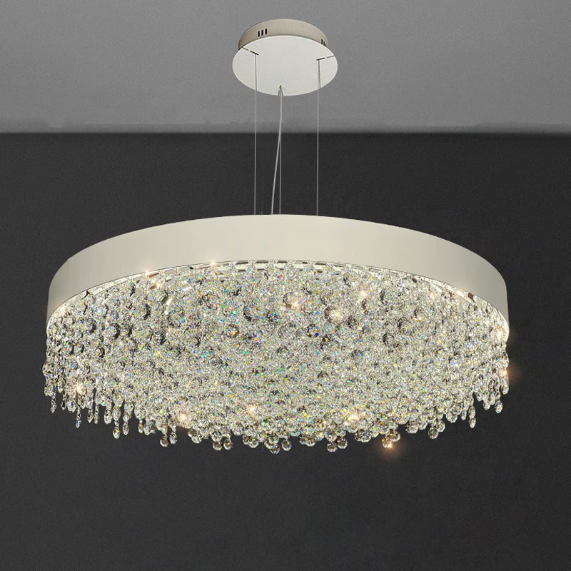 Modern Gypsophila chandelier with metal and crystal design, LED warm and cool light, suitable for living room and dining room