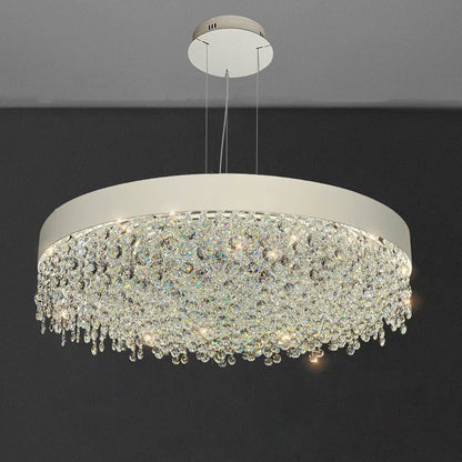 Modern Gypsophila chandelier with metal and crystal design, LED warm and cool light, suitable for living room and dining room