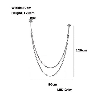 DIY Belt LED Chandelier with 80cm width and 120cm height, 24w LED lighting, customizable sizes