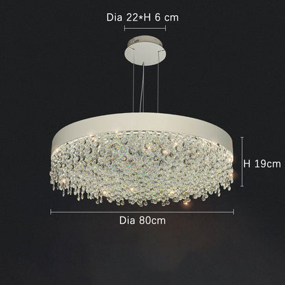 Modern Gypsophila chandelier with metal and crystal, 80cm diameter, LED warm and cool light options