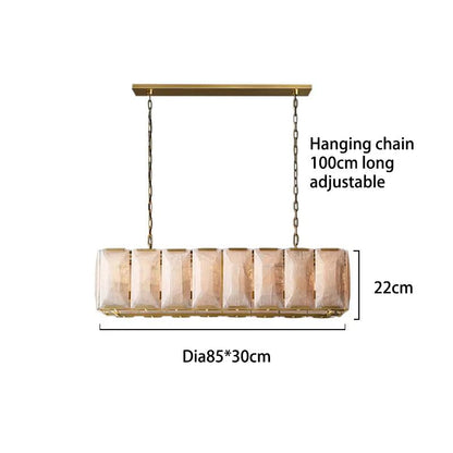 Retro American rectangular crystal chandelier with stainless steel frame and adjustable hanging chain