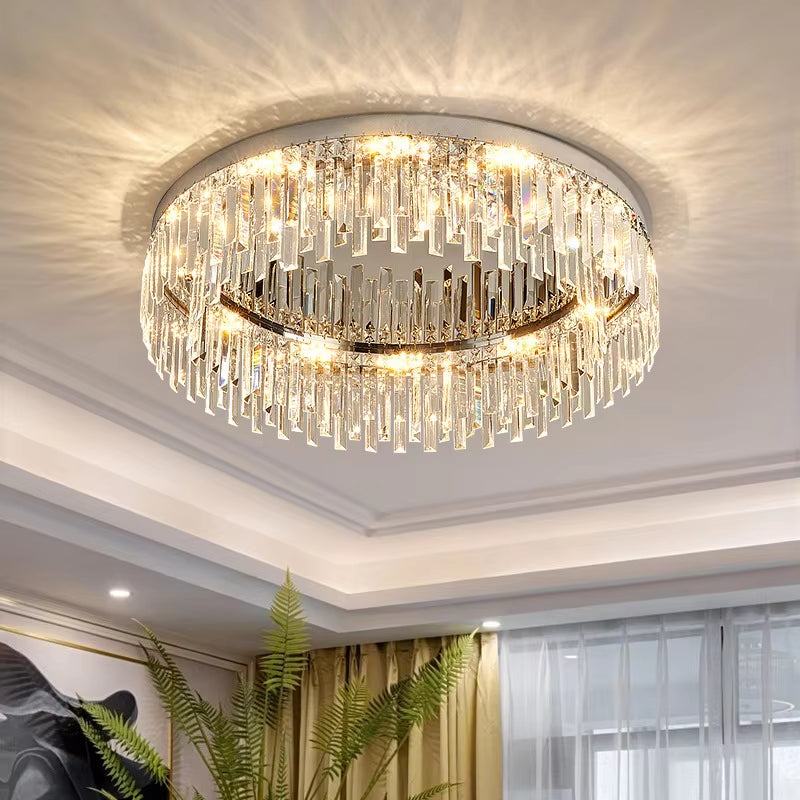 Modern chandelier luxury round crystal lamp