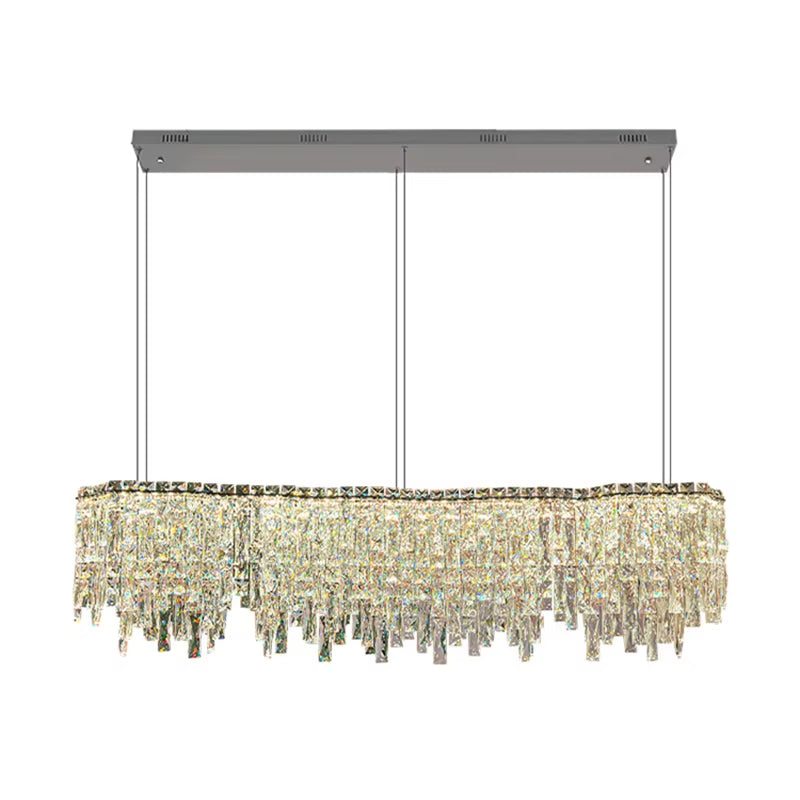Modern long dining room crystal chandelier