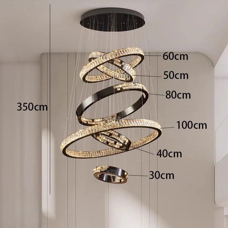 Large circular staircase chandelier