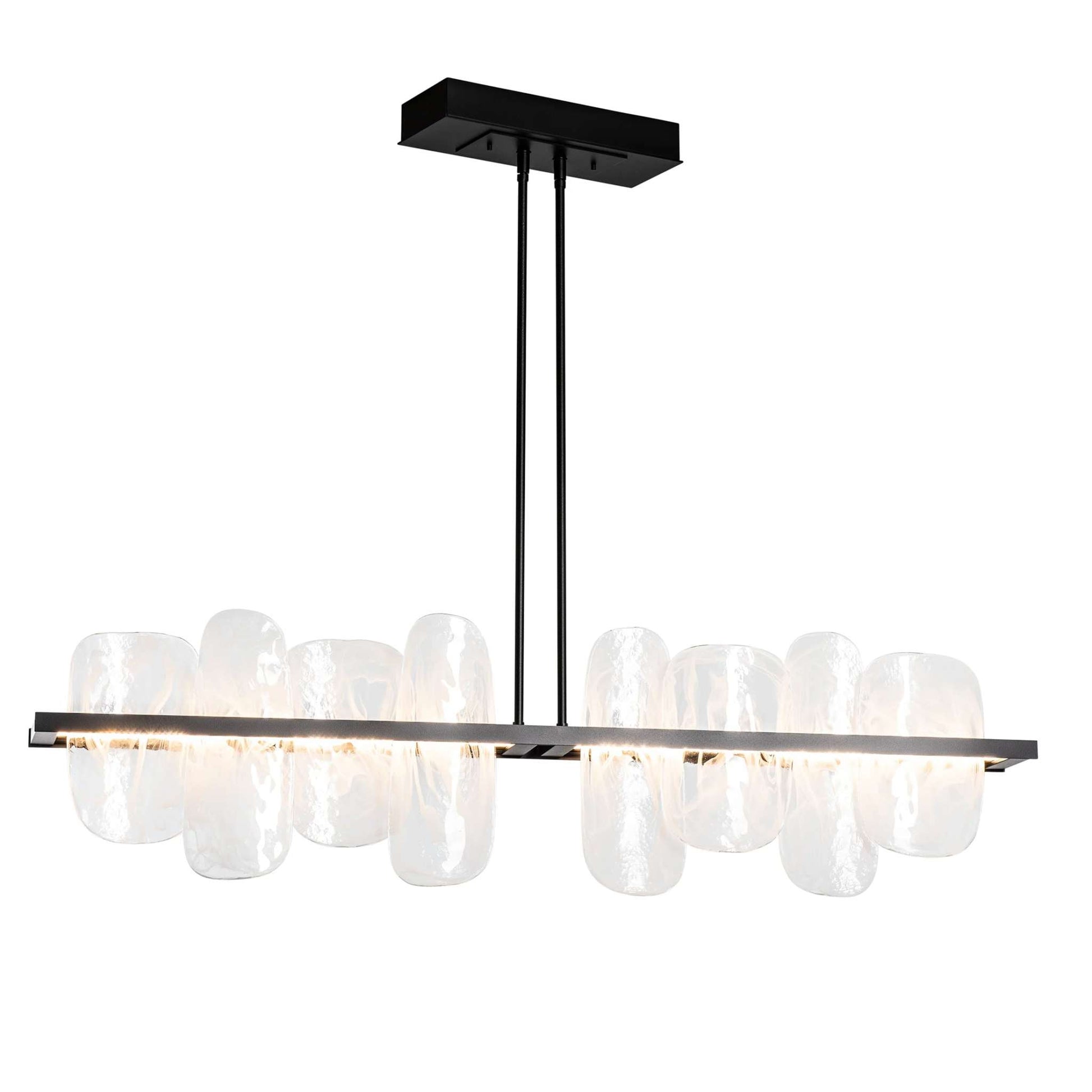 Modern luxury dining room lamp with adjustable hanging rod and LED light source.